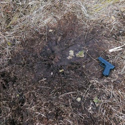 Moose rut pit (handgun for comparison) Moose rut pit