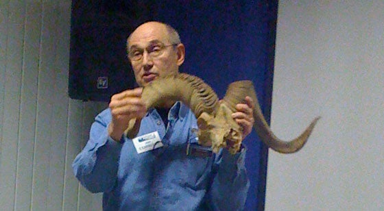 Wayne Heimer (ret.), ADF&G Area Biologist Retired ADFG area biologist Wayne Heimer delivers a seminar on Dall sheep hunting in Fairbanks, Alaska