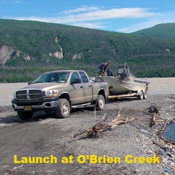 launching a jet boat at O'Brien Creek on the Copper River, near Chitina, Alaska