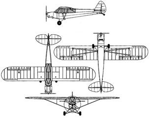 Piper Super Cub line drawing Piper Super Cub line drawing